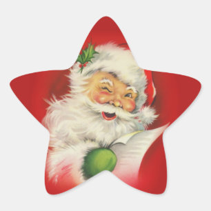 Weihnachtsmann im Vintage-Stil Stern-Aufkleber