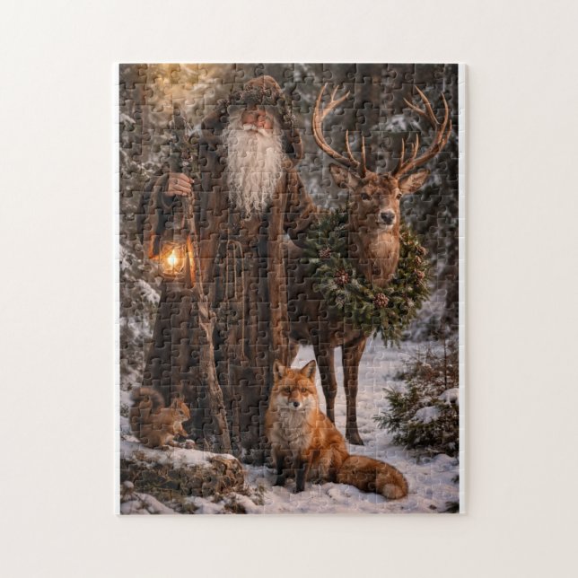 Weihnachtsmann im Wald Puzzle (Vertikal)