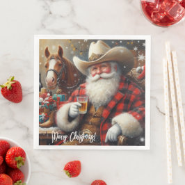 Weihnachtsmann in Cowboy hat Weihnachten Serviette