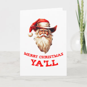 WEIHNACHTSMANN in einem COWBOYHUT Frohe Weihnachte Feiertagskarte