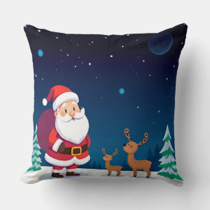 Weihnachtsmann in einer magischen Winterlandschaft Kissen