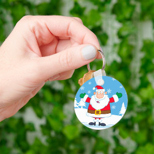 Weihnachtsmann in einer verschneiten Winterlandsch Schlüsselanhänger