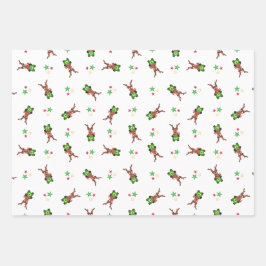 Weihnachtsmann in Grün und Rot Geschenkpapier Set