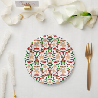Weihnachtsmann in Grün und Rot Pappteller