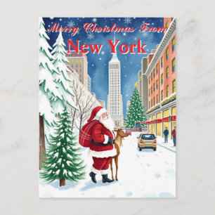 Weihnachtsmann in Manhattan in New York City Postkarte