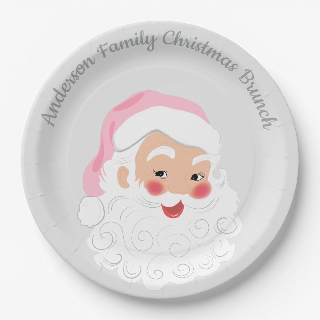 Weihnachtsmann in Pink Hat Weihnachten Pappteller (Vorderseite)