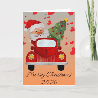 "Weihnachtsmann in Red Car Weihnachtskarte 2025 Feiertagskarte