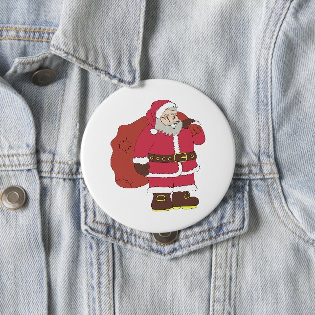 Weihnachtsmann in rot mit Geschenktasche und Brill Button (Beispiel)