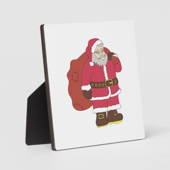 Weihnachtsmann in rot mit Geschenktasche und Brill Fotoplatte (Vorderseite)