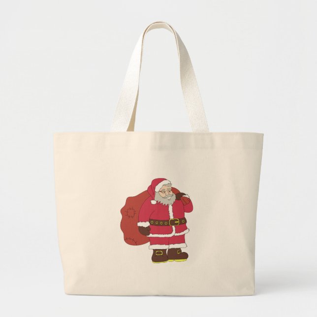 Weihnachtsmann in rot mit Geschenktasche und Brill Jumbo Stoffbeutel (Vorne)
