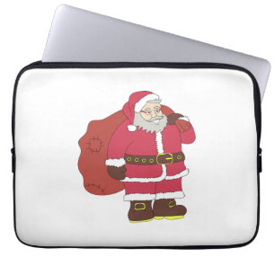 Weihnachtsmann in rot mit Geschenktasche und Brill Laptopschutzhülle