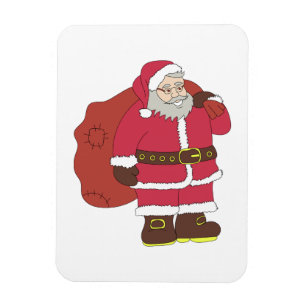 Weihnachtsmann in rot mit Geschenktasche und Brill Magnet