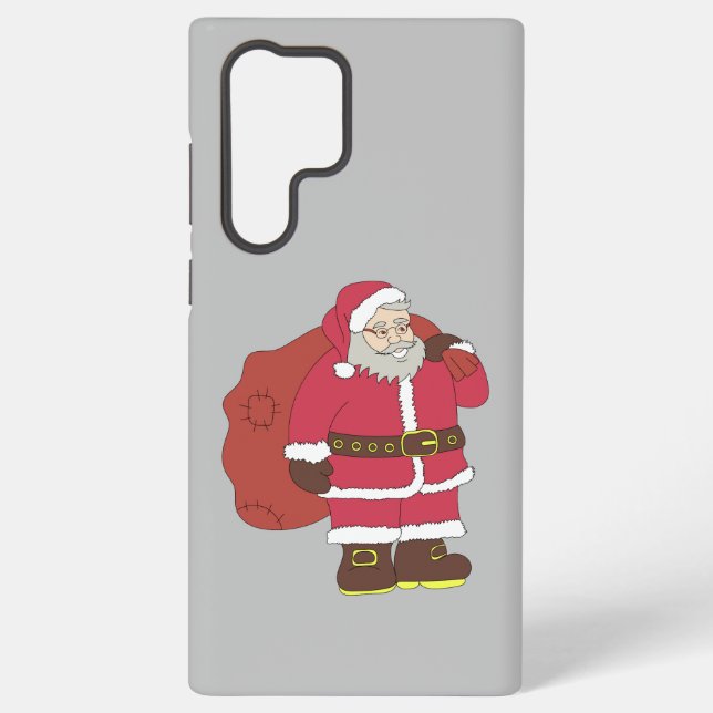 Weihnachtsmann in rot mit Geschenktasche und Brill Samsung Galaxy Hülle (Rückseite)