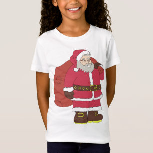 Weihnachtsmann in rot mit Geschenktasche und Brill T-Shirt
