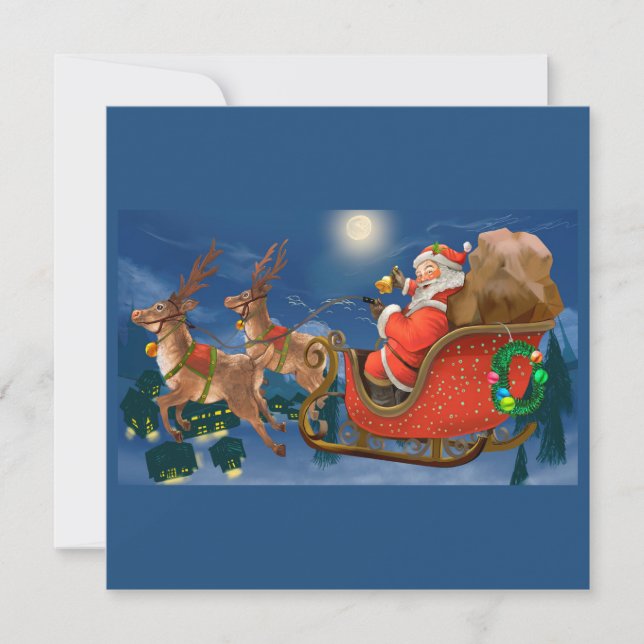 Weihnachtsmann in Sleigh Weihnachten (Vorderseite)
