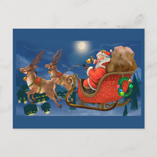 Weihnachtsmann in Sleigh Weihnachten (Vorderseite)