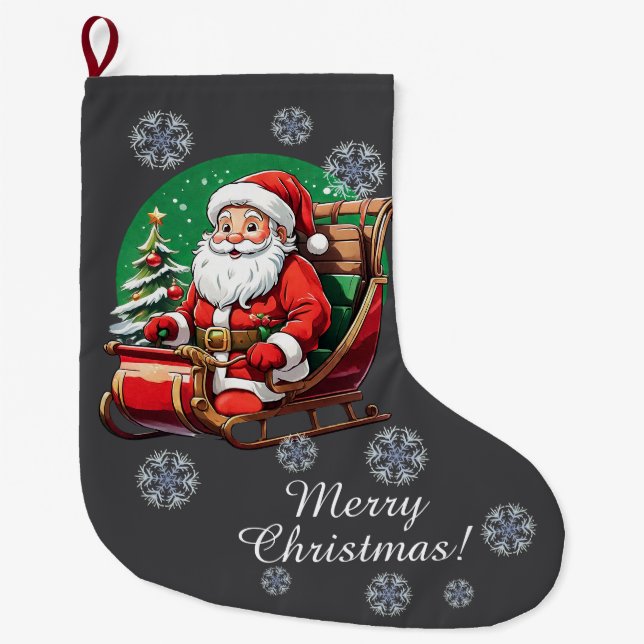 Weihnachtsmann in Sleighs Strumpf Großer Weihnachtsstrumpf (Vorderseite)