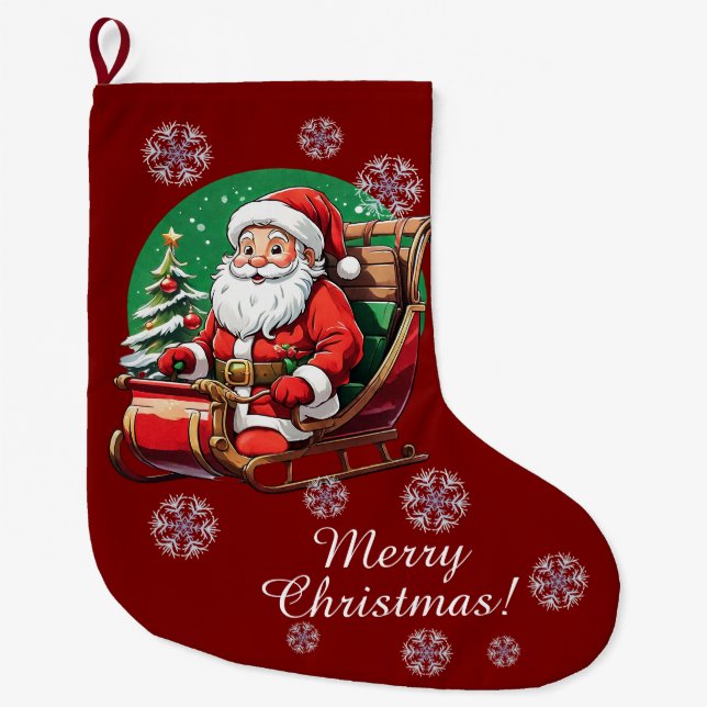 Weihnachtsmann in Sleighs Strumpf Großer Weihnachtsstrumpf (Vorderseite)