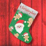 Weihnachtsmann individuelle Name niedlich Kleiner Weihnachtsstrumpf<br><div class="desc">Weihnachtsmann und Lebkuchenmann individuelle Name Kleiner Strumpf</div>
