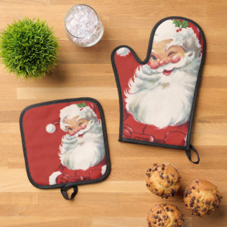 Weihnachtsmann, Jolly und Winking Ofenhandschuh & Topflappen-Set