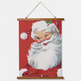 Weihnachtsmann, Jolly und Winking Wandteppich Mit Holzrahmen