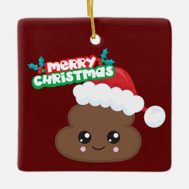 Weihnachtsmann kacken Emoji Weihnachtsverzierung Keramikornament (Vorderseite)