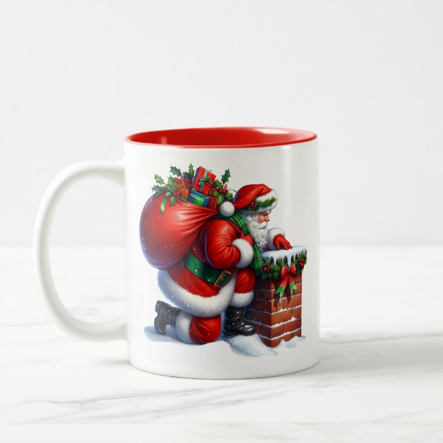 Weihnachtsmann-Kaffeetasse Zweifarbige Tasse (Links)