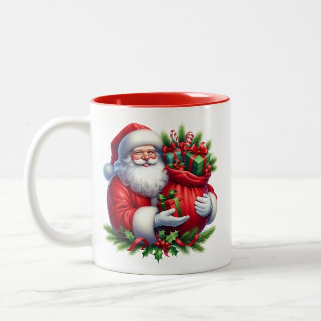 Weihnachtsmann-Kaffeetasse Zweifarbige Tasse (Links)