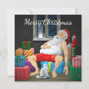 Weihnachtsmann Kaffeezeit Feiertagskarte
