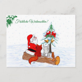 Weihnachtsmann Kaninchen Fox Eichhörnchen, Deutsch Feiertagspostkarte