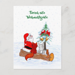 Weihnachtsmann Kaninchen Fox Eichhörnchen, Deutsch Postkarte