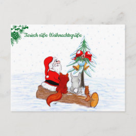 Weihnachtsmann Kaninchen Fox Eichhörnchen, Deutsch Postkarte