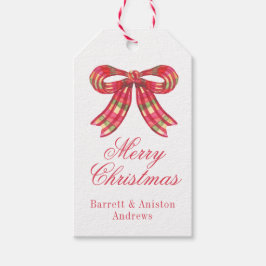 Weihnachtsmann Kariert Bow Geschenkanhänger