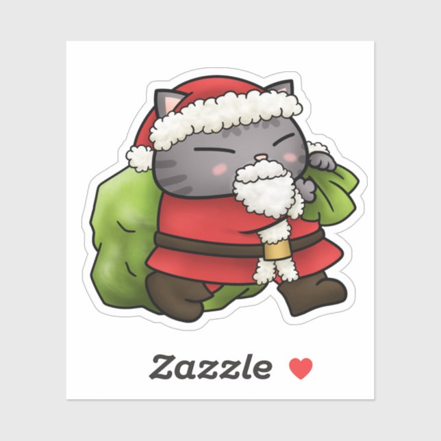 Weihnachtsmann-Katze Aufkleber (Blatt)