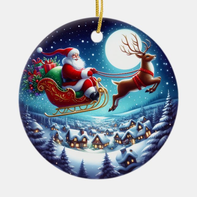 Weihnachtsmann Keramik Ornament (Vorne)