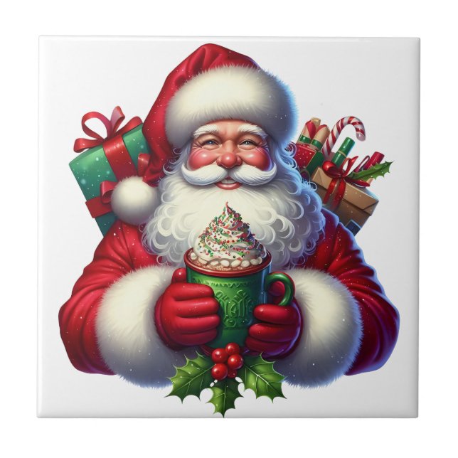 Weihnachtsmann Keramikfliese (Vorderseite)