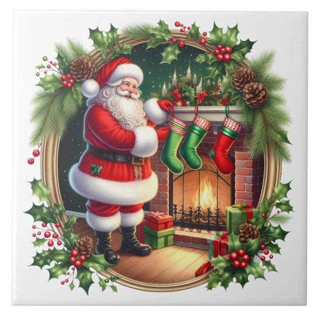 Weihnachtsmann-Keramikfliese Fliese (Vorderseite)