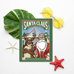 Weihnachtsmann & Kickin' Rentierschnee Magnetkarte