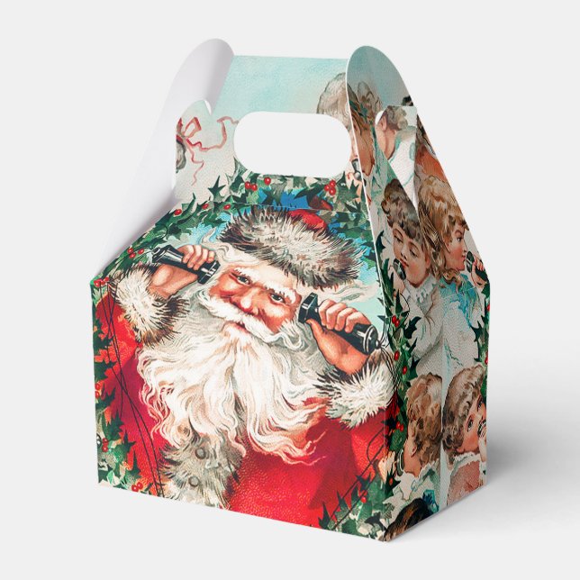 Weihnachtsmann & Kinder frohe Weihnachten Geschenkschachtel (Vorderseite)