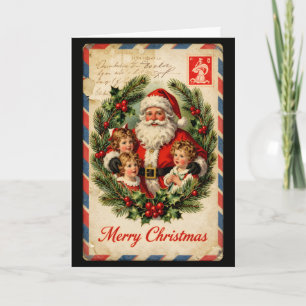 Weihnachtsmann Kinder Vintage Luftpost Karte