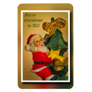 Weihnachtsmann Klettern im Weihnachtsbaum - Vintag Magnet