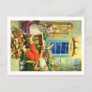 Weihnachtsmann kommt zum Nordpol zurück Feiertagspostkarte