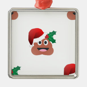 Weihnachtsmann Kot Emoji Silbernes Ornament