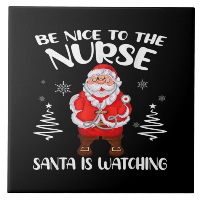 Weihnachtsmann Krankenschwester  Fliese (Vorderseite)