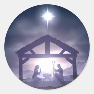 Weihnachtsmann-Krippe Runder Aufkleber