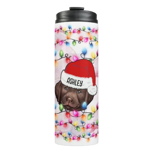 Weihnachtsmann Labrador Retriever Dog Head Thermosbecher (Vorderseite)