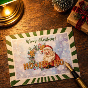 Weihnachtsmann & Lebkuchen Ho-Ho-Ho Postkarte im V