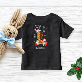 Weihnachtsmann-Lebkuchen Name Letter L Boy Kleinkind T-shirt
