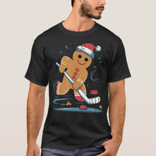 Weihnachtsmann Lebkuchenmann Hockeyspieler T-Shirt