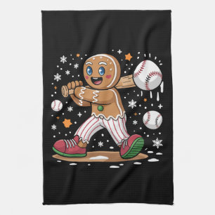 Weihnachtsmann Lebkuchenmann Sportler Baseballspie Geschirrtuch
